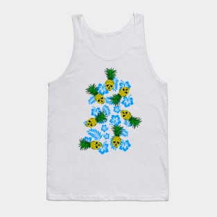 tropical pineapple skull in blue Tank Top